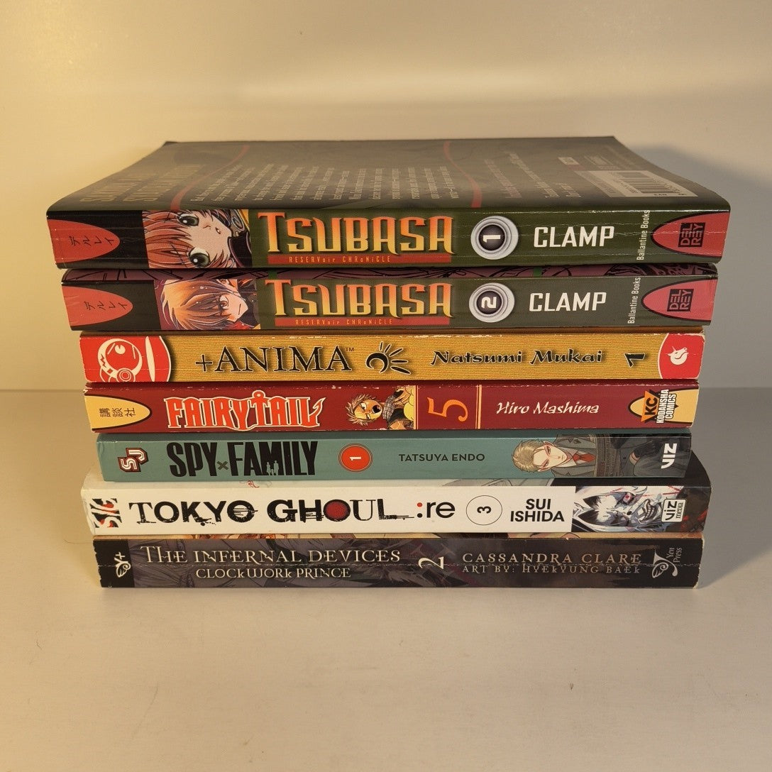 Manga Mixed Bundle Lot Of 7 Tokyo Ghoul SpyxFamily Tsubasa Anima Fairytail Clock
