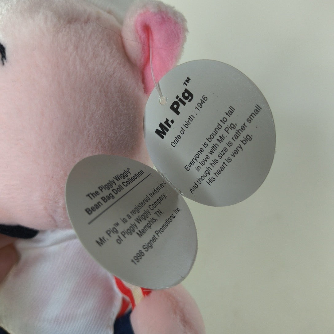Vintage 1998 Piggly Wiggly “Mr. Pig” 9in Plush Bean Bag Doll NWT