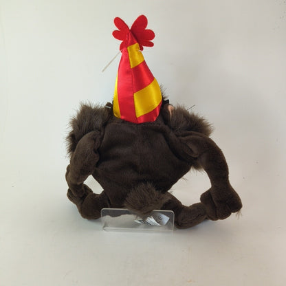 Vintage Looney Tunes TAZ Bean Bag Plush Birthday Tasmanian Devil Hat Warner 1998