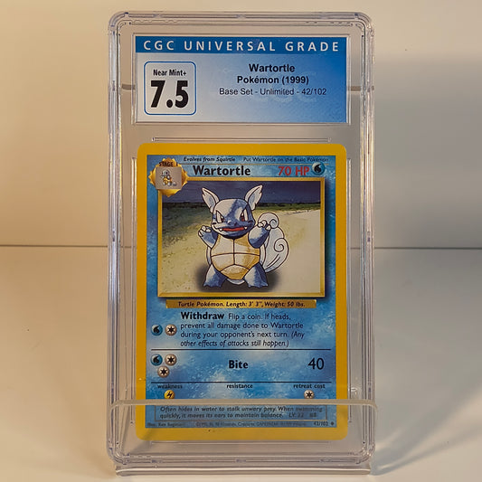 Wartortle 42/102 - Base Set Unlimited (1999) - GRADED CGC NM+ 7.5