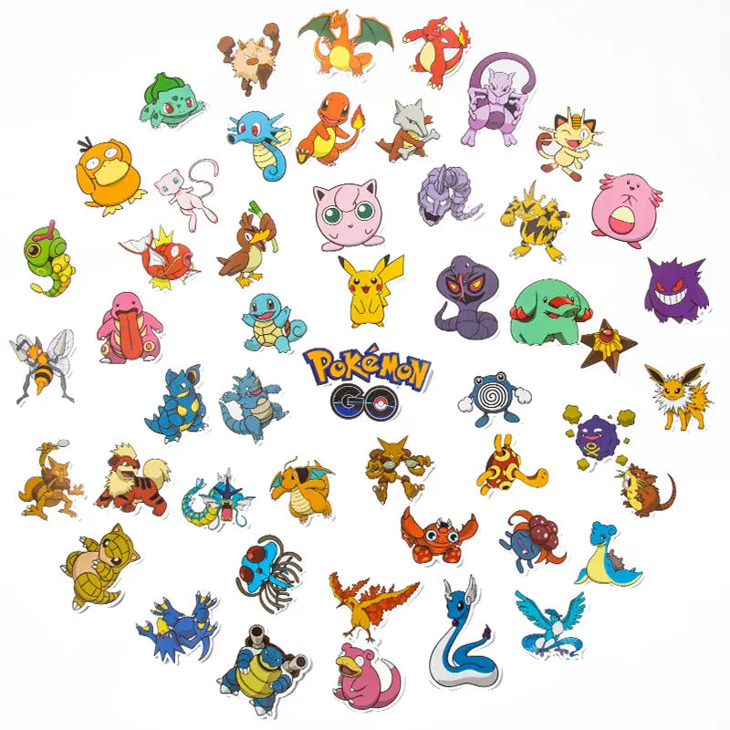 50/100 Uds pegatinas de Pokemon Kawaii Pikachu monopatín bicicleta guitarra portátil niños juguetes de pegatinas impermeables